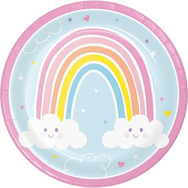 Omg 9 in. Happy Rainbow Dinner Plates, Multi Color OM2979568 - main